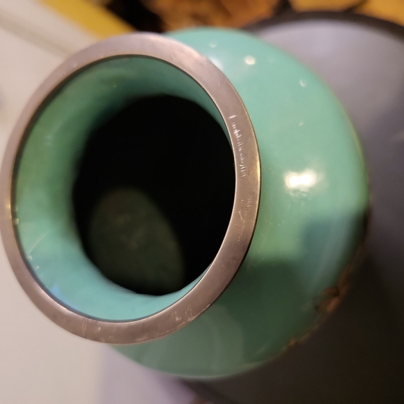 Japanese Cloisonne Enamel Vase Floral Bird Motif late 19th/Early 20th Century - Picture 5 of 16